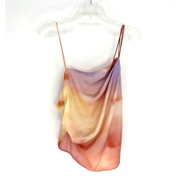 NWT Zara Asymmetric Purple Pink Ombre Print Top Spaghetti Straps Women’s Medium - Picture 6 of 13